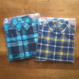 Lands' End long-sleeve plaid poplin shirts 4 NWT